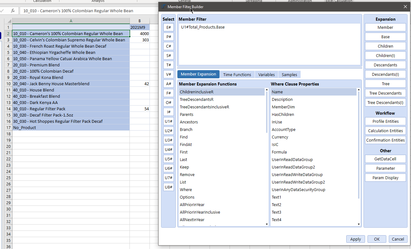 onestream user interface with excel sheet next to it