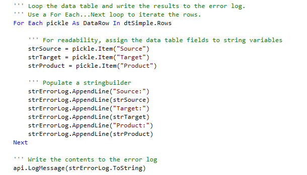 screenshot of code