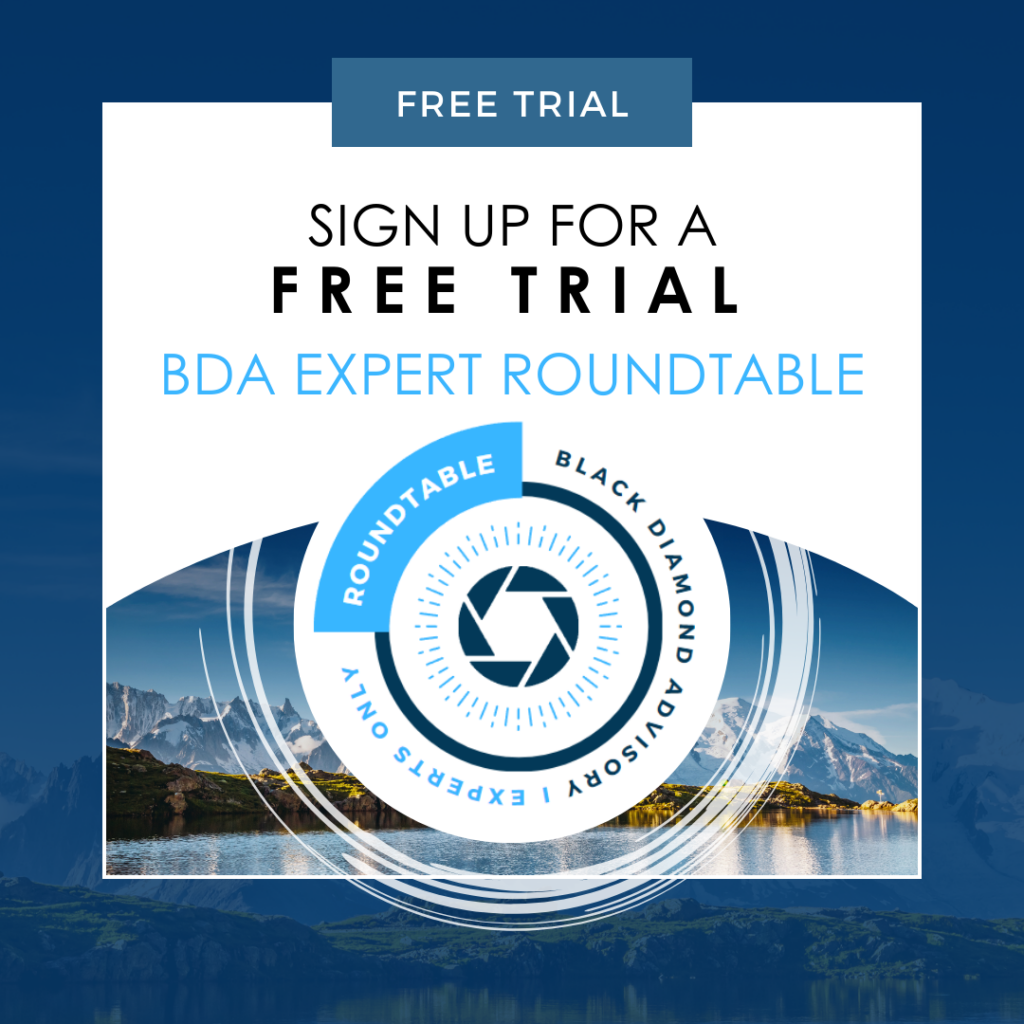 expert roundtable graphic on mountain and lake background